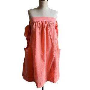 Free People Peach Linen Cotton Off Shoulder Mini Dress Size Small